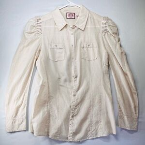 Retro Juicy Couture Cream Textured prairie sleeve‎ Blouse